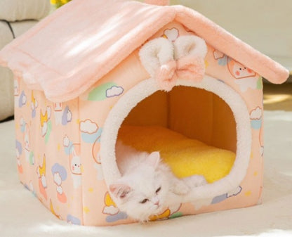 SnuggleHaus™ Enclosed Bed Overview: 1.Self-warming Fabric. Premium synthetic plush fur, a combination of comfortable and breathable, cozy, warm. 2.Durable Bottom. Can be placed in a balcony corridor or other places without worrying about sliding, providin