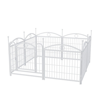 FortPaw Dog Crate 24" Foldable 8-Panel Metal Dog Playpen – Indoor & Outdoor Pet Exercise Pen (White) Create a safe, spacious, and flexible play area for your furry friend. Whether you're indoors or out, this durable and portable dog playpen provides the i