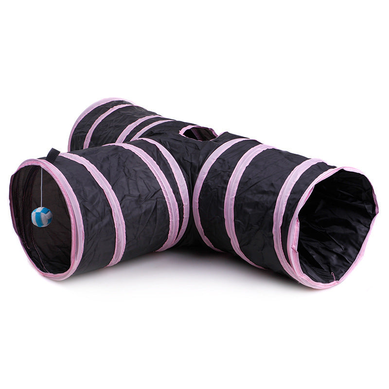 Multi-Channel Cat Tunnel – Portable & Fun Hideout for Pets Overview: This folding soft tunnel suits all small pets, including rabbits, ferrets, guinea pigs, puppies and kittens. Pets will enjoy playing in this tunnel, running back and forth, exploring, ow