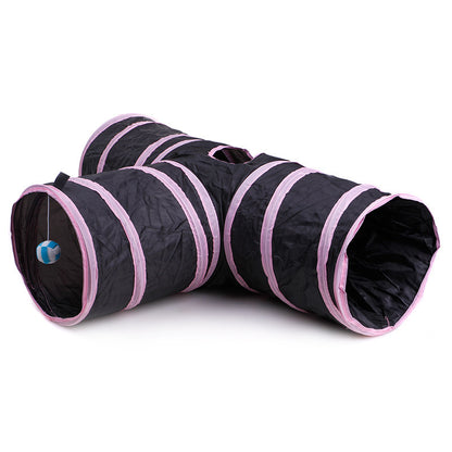 Multi-Channel Cat Tunnel – Portable & Fun Hideout for Pets Overview: This folding soft tunnel suits all small pets, including rabbits, ferrets, guinea pigs, puppies and kittens. Pets will enjoy playing in this tunnel, running back and forth, exploring, ow