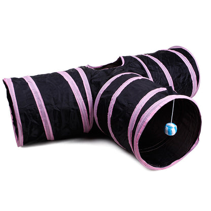 Multi-Channel Cat Tunnel – Portable & Fun Hideout for Pets Overview: This folding soft tunnel suits all small pets, including rabbits, ferrets, guinea pigs, puppies and kittens. Pets will enjoy playing in this tunnel, running back and forth, exploring, ow