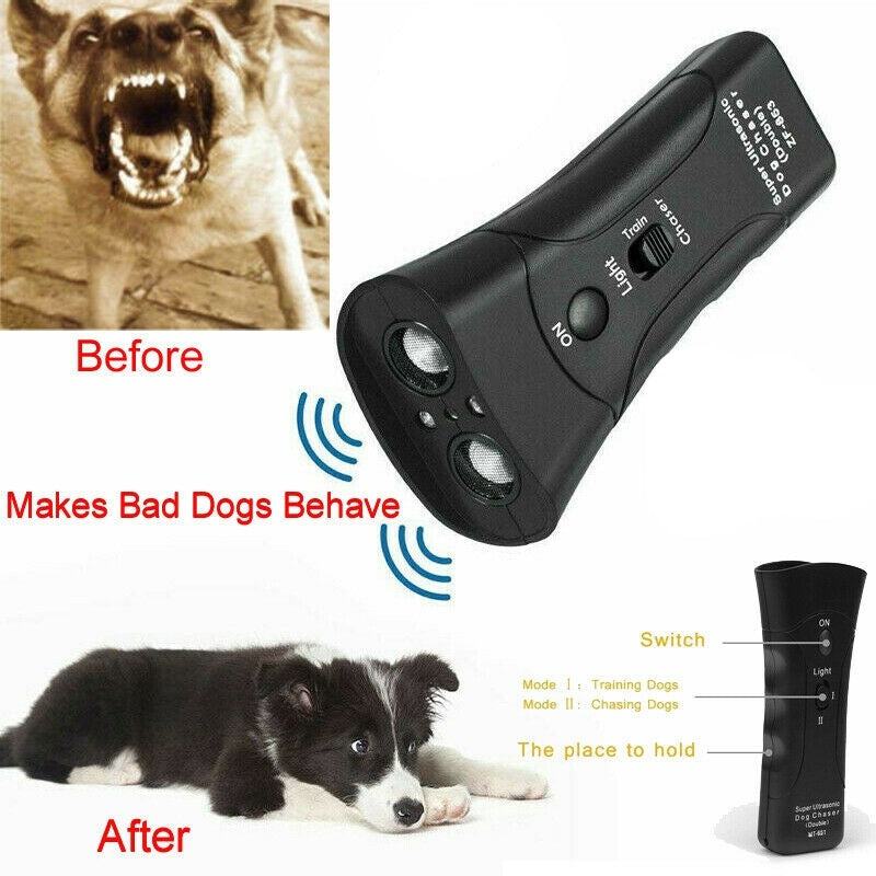 Auto Bark-Stop Collar A powerful tool for protection, training, and peace of mind. Why You’ll Love It: ✅ Effective Dog & Wild Animal Repellent Whether you're jogging, walking your dog, or out in nature, this ultrasonic repeller helps protect you from aggr