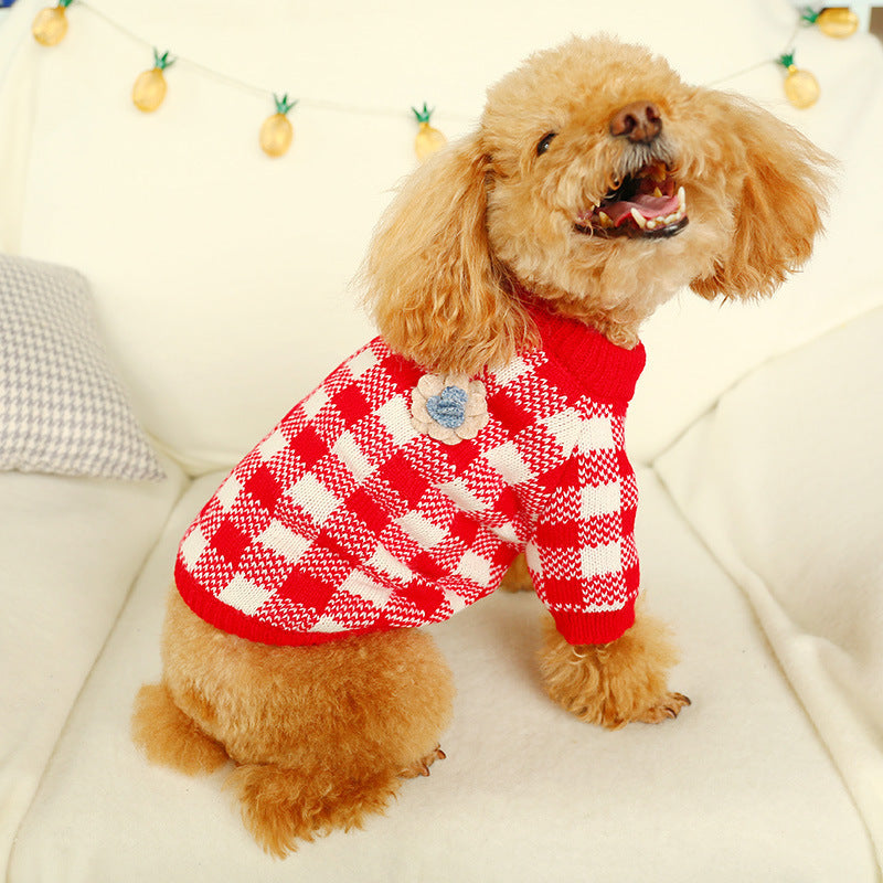Cute Pet Sweater – Hollow Knit with Bow for Small Dogs & Cats Overview: 1. Winter Essential: This dog sweater is made of warm and comfortable knitted fabric, brings the warmth to your pet, no longer afraid of cold. 2. Popular Pattern: Designed with lattic