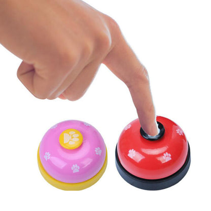 Pet Bell Trainer Describe: 100% brand new and high quality Bright colors, attract the attention of cats and dogs, sturdy and bite resistant, mechanically perfect, no battery required. Ring the bell to eat, ring the bell to urinate, develop intelligence, i