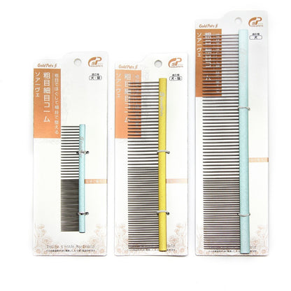 Colorful Stainless Steel Pet Grooming Comb Give Your Pets a Spa-Quality Groom at Home Upgrade your pet’s grooming routine with this vibrant stainless steel comb — expertly designed to remove loose hair, tangles, and dirt while being gentle on your furry f