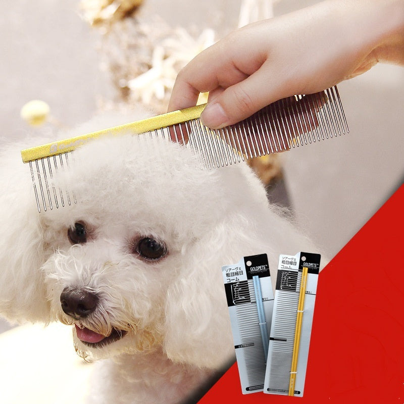 Colorful Stainless Steel Pet Grooming Comb Give Your Pets a Spa-Quality Groom at Home Upgrade your pet’s grooming routine with this vibrant stainless steel comb — expertly designed to remove loose hair, tangles, and dirt while being gentle on your furry f