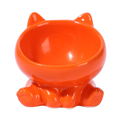 BevelPaw Pet Feeder Product information: Material: Ceramic Applicable object: Cat Specifications: stretch Blue, stretch pink, stretch White, stretch Green, stretch orange, stretch black Category: Pet tableware Size: Packing list: Bowl*1 Product Image: Bow