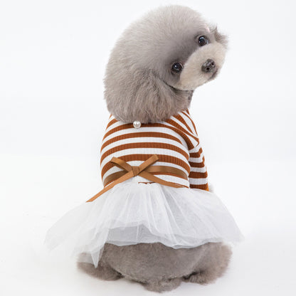Teddy Bear Dog Outfit – Cute Clothes for Small Pets Product information: Material: cotton Product category: skirt Applicable gender: female Color: coffee, dark blue Size: XS, S, M, L, XL Packing list: Pet clothing*1 Pet Dresses