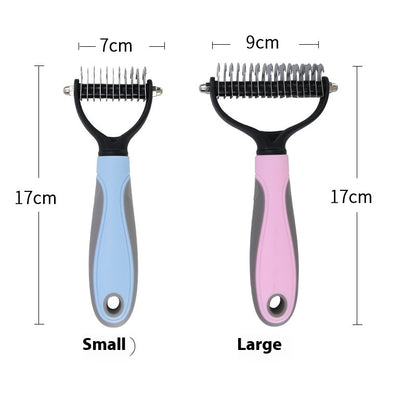 KnotAway™ Dual Pet Comb Product information: Specifications: Pink small size, pink large-sized, blue Small size small size, blue plus size, new style pink small size, new style pink pink large-sized, new blue color blue Small size small size, new blue col