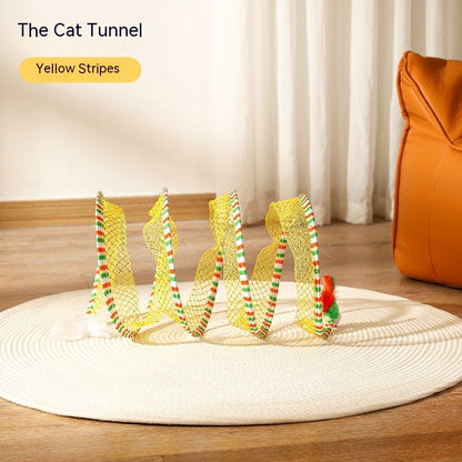 S-Tunnel – Foldable Outdoor Play Tunnel for Cats Overview: Elastic collapsible cat tunnel - Cats can be free to travel through it, both sides with the cat's favorite mice and feathers, respectively, can give your cat to this toy more love. Not only is it