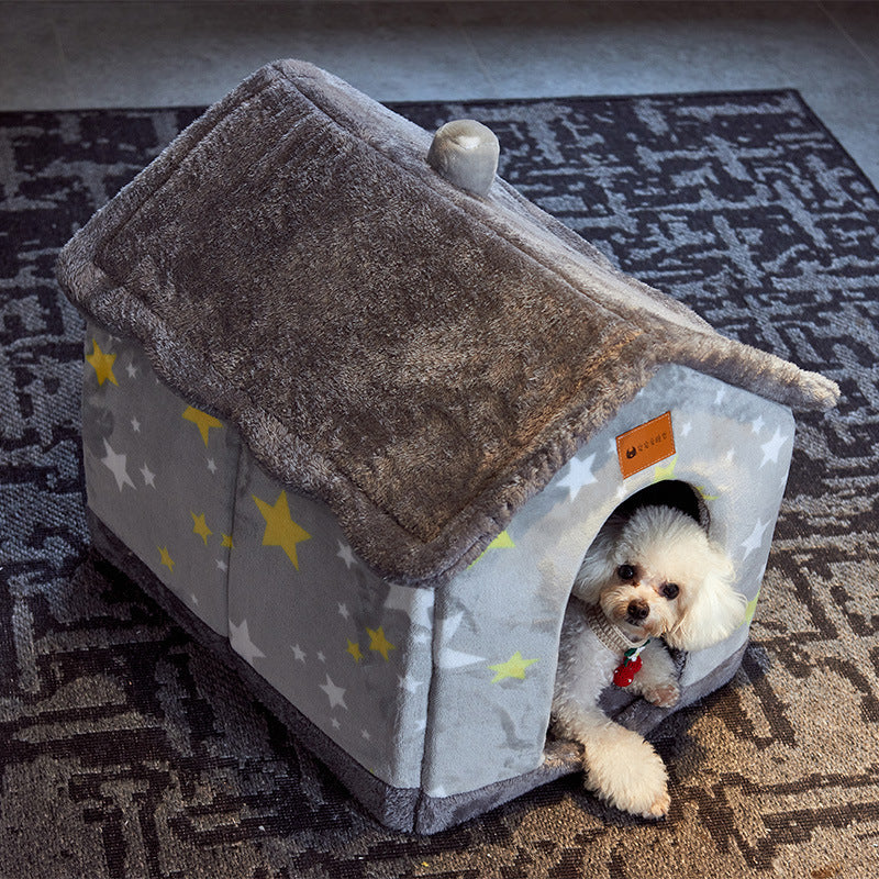 SnuggleHaus™ Enclosed Bed Overview: 1.Self-warming Fabric. Premium synthetic plush fur, a combination of comfortable and breathable, cozy, warm. 2.Durable Bottom. Can be placed in a balcony corridor or other places without worrying about sliding, providin
