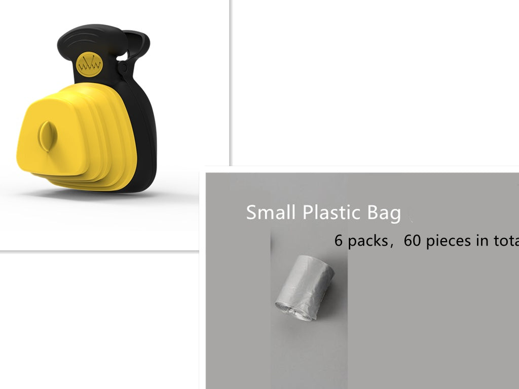 Pet Dog Poop Bag Dispenser Travel Foldable Poop Spoon Product information: Product Name: Folding Toilet Picker Brand: SUPER DESIGN (Supp Design) Use: outdoor poop picking Material: silicone, plastic size: Large: 18X14.5CM Small: 13.5X10.5CM Colour: Yellow