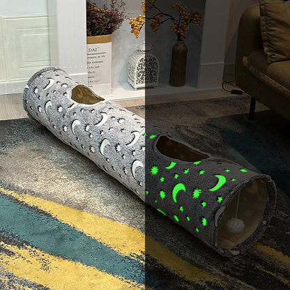 DragonGlow™ – Night-Light Rolling Cat Tunnel Product information: Material: flannel Product category: Cat tunnel Color: love, five pointed star, irregular line, moon and star Specification: 120 * 25cm Packing list: Cat tunnel*1 Tunnels