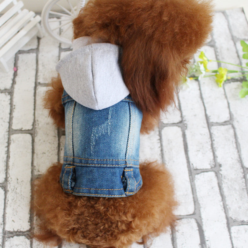 Designer Denim Dog Jacket – Trendy Vest for Small Pets Overview: Denim one piece dog jacket are made from soft denim fabric, durable and comfortable, prevent your pets effectively from direct sunlight in summer, keep warm in fall and winter. Machine-washa