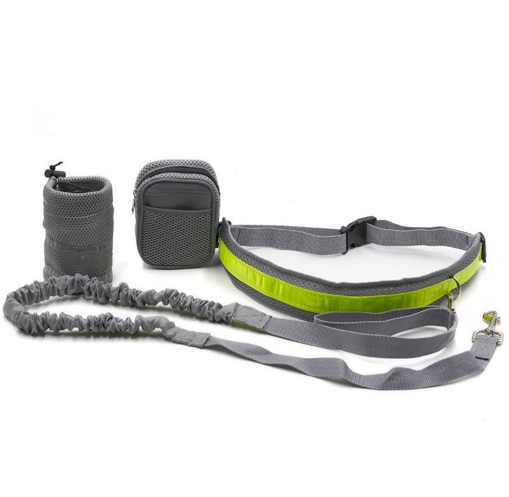 GoPaws [product name]: dog running traction set four-piece [product color]: gray black green red [product material]: nylon [product specifications]: length 144cm, waist circumference: 78-110cm [Product Description]: This is a retractable and adjustable sp