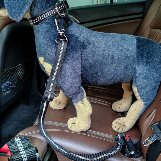 SteadyStride Pet Leash Product information: Name: Elastic Adjustable Pet Seat Belt Material: polyester + zinc alloy Specifications: Minimum size 70cm, maximum stretchable length 125cm Weight: net weight 185g, Mao Zhong 188g (safety belt + simple packaging
