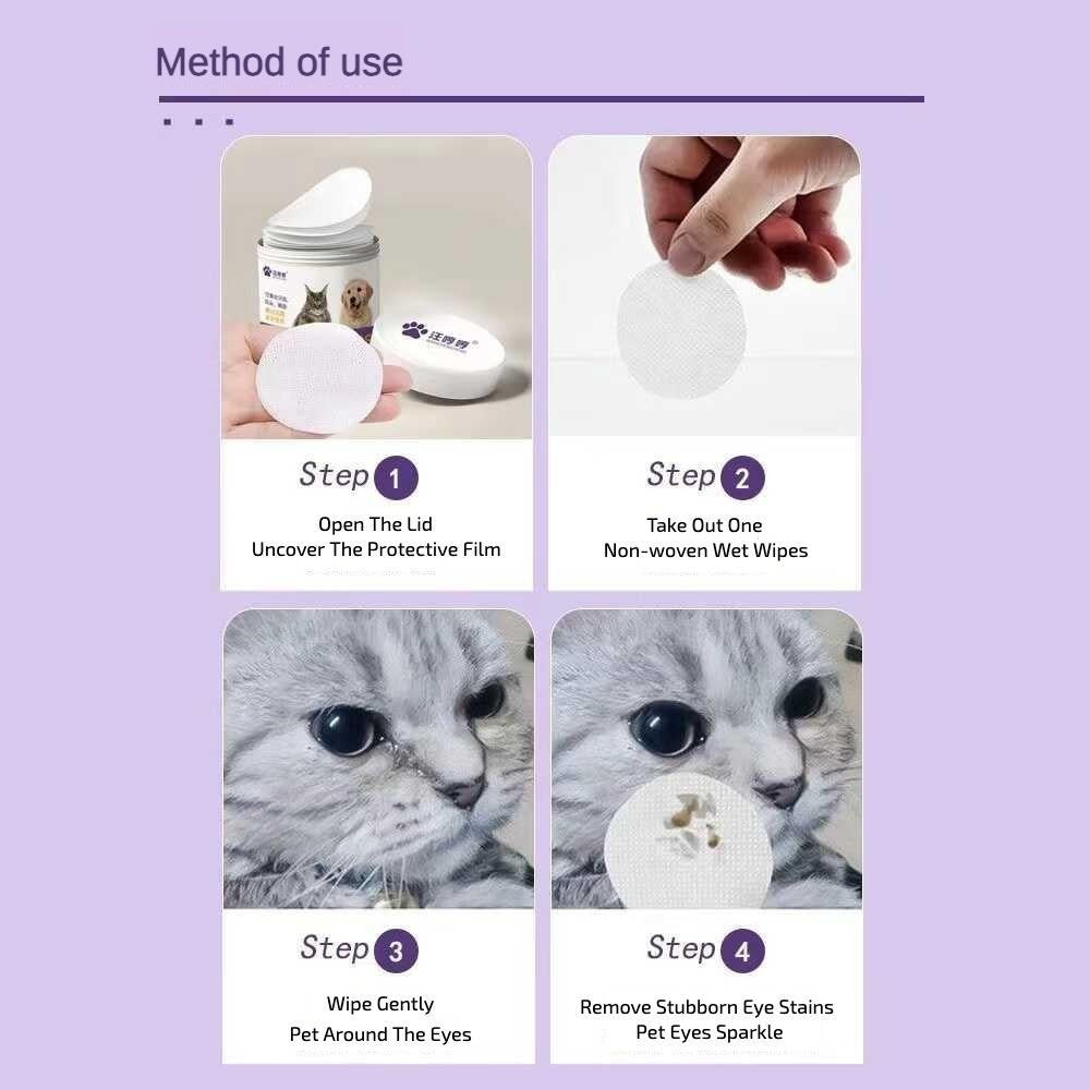 EyeBright™ – 200 Pet Eye Wipes for Dogs & Cats Product Description: Keep your pet’s eyes clean, clear, and healthy with EyeBright™ Pet Eye Wipes – gentle, effective wipes designed to remove tear stains and eye discharge from dogs and cats. 200 Pre-Moisten
