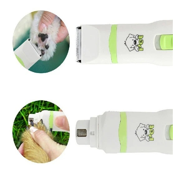 GroomMate™ 2-in-1 Pet Trimmer & Nail Polisher Set Product Description: Give your pet the care they deserve with the GroomMate™ 2-in-1 Grooming Set, a compact electric tool designed to trim fur and safely polish nails at home — no salon required. ✨ 2-in-1