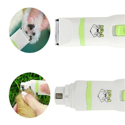 GroomMate™ 2-in-1 Pet Trimmer & Nail Polisher Set Product Description: Give your pet the care they deserve with the GroomMate™ 2-in-1 Grooming Set, a compact electric tool designed to trim fur and safely polish nails at home — no salon required. ✨ 2-in-1
