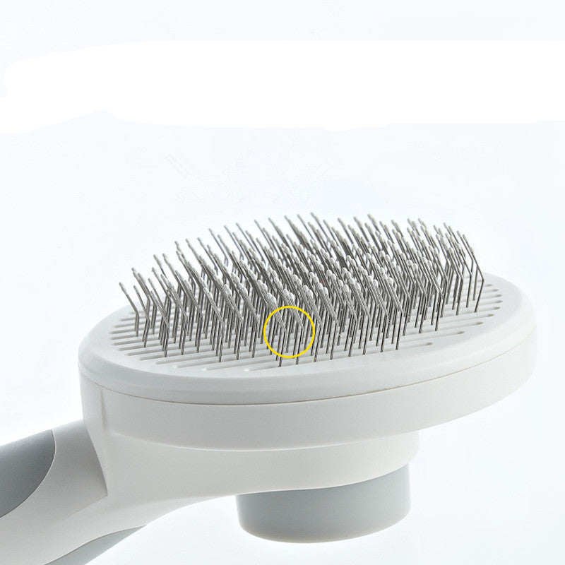 GlideMate™ Pet Grooming Comb Overview: - 135-degree needle comb, no damage to pet skin - Open knots and hair removal, comb through to the end - Round comb handle, not tired after holding - One-key self-cleaning, easy to clean Specification: Material: ABS,