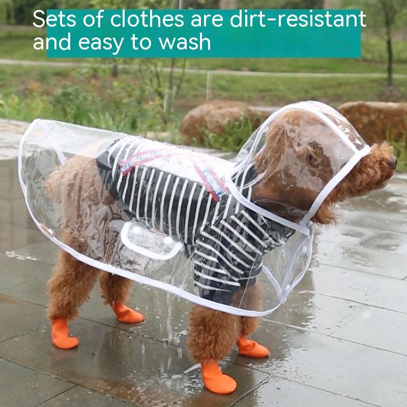 TinyDrip™ Dog Raincoat Product information: Name ：Raincoat Material ：Plastic Size: Packing list: Raincoat * 1 Product Image: Pet Rain Coats