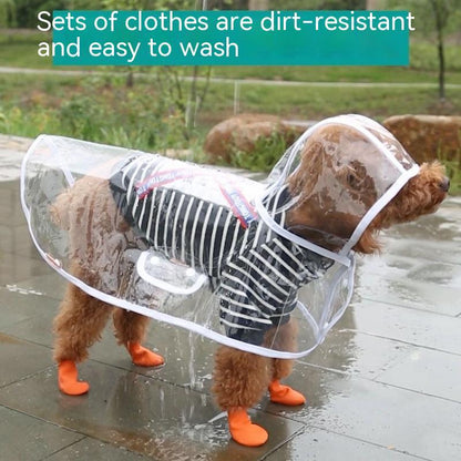 TinyDrip™ Dog Raincoat Product information: Name ：Raincoat Material ：Plastic Size: Packing list: Raincoat * 1 Product Image: Pet Rain Coats