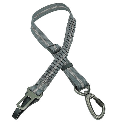 SteadyStride Pet Leash Product information: Name: Elastic Adjustable Pet Seat Belt Material: polyester + zinc alloy Specifications: Minimum size 70cm, maximum stretchable length 125cm Weight: net weight 185g, Mao Zhong 188g (safety belt + simple packaging