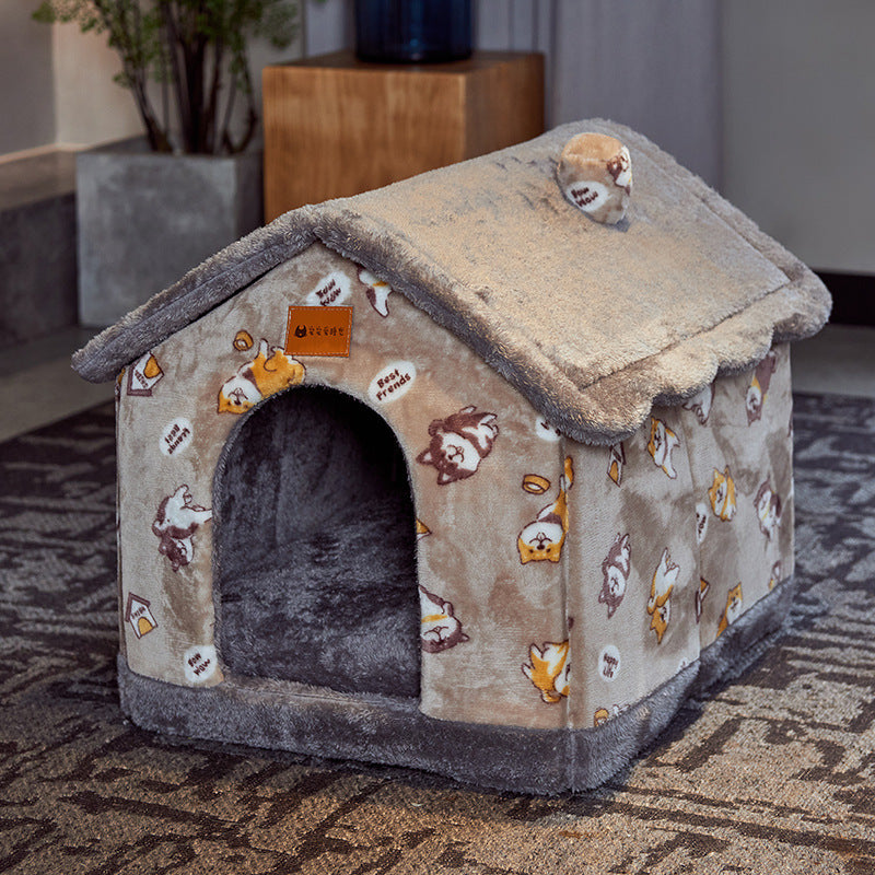 SnuggleHaus™ Enclosed Bed Overview: 1.Self-warming Fabric. Premium synthetic plush fur, a combination of comfortable and breathable, cozy, warm. 2.Durable Bottom. Can be placed in a balcony corridor or other places without worrying about sliding, providin