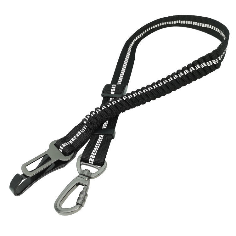 SteadyStride Pet Leash Product information: Name: Elastic Adjustable Pet Seat Belt Material: polyester + zinc alloy Specifications: Minimum size 70cm, maximum stretchable length 125cm Weight: net weight 185g, Mao Zhong 188g (safety belt + simple packaging