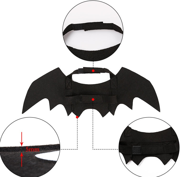 BatPup™ Winged Costume Product Features / Features: a cool dog accessory 1. The material uses black felt cloth, which is light in texture and wears no restraint. 2. The whole product is black, the lines are smooth and smooth, and the bat's mysterious cool