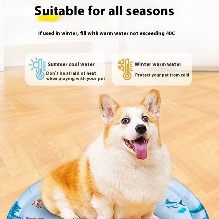 Cooling Pet Bed – Summer Ice Mat for Dogs & Cats Overview: The enhanced thickness ensures water playmat durability and long-lasting use. This water playmat features a fish design that captures the attention of pets and children. This water playmat for cat