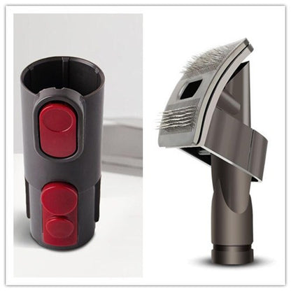 VacuGroom™ – Pet Brush Attachment for Vacuum Cleaners Product information: This grooming tool removes loose hair directly from your dog before it's shed around the home. Collected hair is then sucked straight into the vacuum. Mess-free vacuum-assisted dog