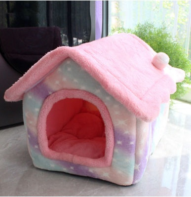 SnuggleHaus™ Enclosed Bed Overview: 1.Self-warming Fabric. Premium synthetic plush fur, a combination of comfortable and breathable, cozy, warm. 2.Durable Bottom. Can be placed in a balcony corridor or other places without worrying about sliding, providin