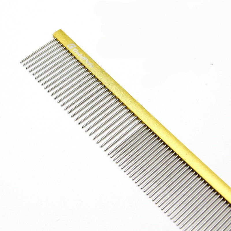 Colorful Stainless Steel Pet Grooming Comb Give Your Pets a Spa-Quality Groom at Home Upgrade your pet’s grooming routine with this vibrant stainless steel comb — expertly designed to remove loose hair, tangles, and dirt while being gentle on your furry f