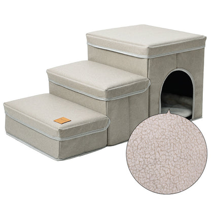 ClimbEasy Pet Ladder Product information: Material: Tech cloth Colors: blue (rabbit plush), beige (rabbit plush), blue (lamb plush), beige (lamb plush), claw print blue (rabbit plush), claw print red (rabbit plush) Product size: 68 * 35 * 33cm Packing lis