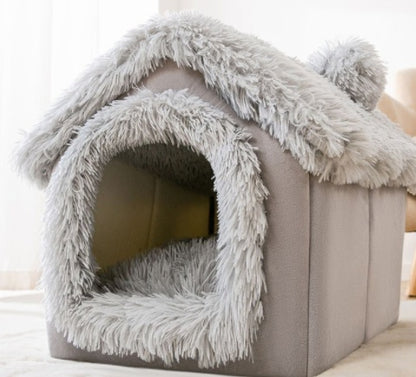 SnuggleHaus™ Enclosed Bed Overview: 1.Self-warming Fabric. Premium synthetic plush fur, a combination of comfortable and breathable, cozy, warm. 2.Durable Bottom. Can be placed in a balcony corridor or other places without worrying about sliding, providin