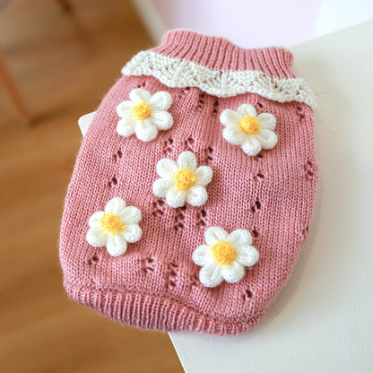 Cute Pet Sweater – Hollow Knit with Bow for Small Dogs & Cats Overview: 1. Winter Essential: This dog sweater is made of warm and comfortable knitted fabric, brings the warmth to your pet, no longer afraid of cold. 2. Popular Pattern: Designed with lattic