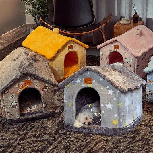 SnuggleHaus™ Enclosed Bed Overview: 1.Self-warming Fabric. Premium synthetic plush fur, a combination of comfortable and breathable, cozy, warm. 2.Durable Bottom. Can be placed in a balcony corridor or other places without worrying about sliding, providin