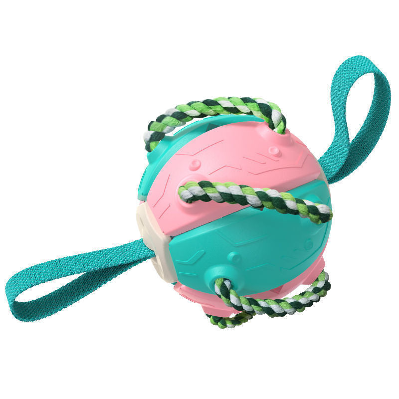 PawKick™ 2-in-1 Frisbee Ball Dog Toy – Bounce, Chew, Tug, and Play Anywhere! Take fetch and tug-of-war to the next level with this super creative transforming Frisbee Ball! Whether it’s flying high through the air or bouncing back into a sphere mid-flight