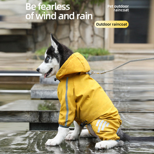 Waterproof Dog Raincoat – Reflective, Hooded & Lightweight ☔ Waterproof & Stylish Dog Raincoat – All-Weather Protection in Comfort and Style Keep your pup dry, safe, and stylish with this premium four-leg waterproof dog raincoat. Designed for comfort and