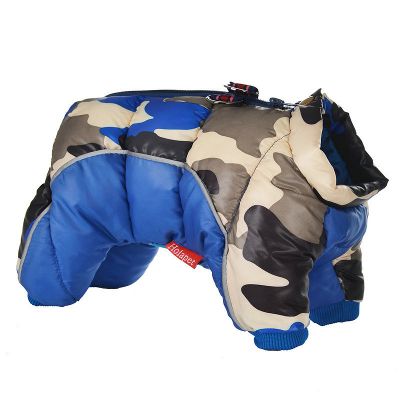 Cold Weather Dog Coat – Four-Legged Cotton Jacket New dog clothes autumn and winter pet camouflage cotton padded clothes waterproof and cold proof dog coat jacket four leg clothes cotton clothes Material: Cotton Product category: cotton padded clothes Sty