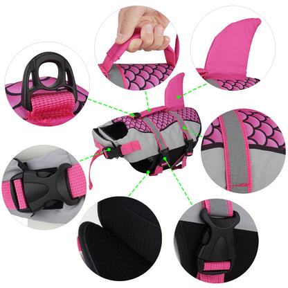SharkPup Dog Life Vest Overview: PET LIFEJACKET WITH HIGH BUOYANCY - The life jacket is made of ripstop Oxford cloth. The body of the pet life vest is filled with EPE and the belly is made of diving fabric so that the pet lifejacket supplies high buoyancy