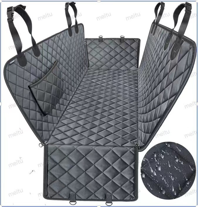 PetShield Car Mat Product information: Color: Orange with pocket, all black with pocket Specification: 137 * 147CM Material: cloth Applicable object: Dog Size: Packing list: Pet cloth car mat * 1 Product Image: Backseat Barriers