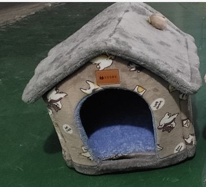 SnuggleHaus™ Enclosed Bed Overview: 1.Self-warming Fabric. Premium synthetic plush fur, a combination of comfortable and breathable, cozy, warm. 2.Durable Bottom. Can be placed in a balcony corridor or other places without worrying about sliding, providin
