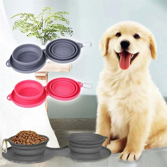 PetFold Twin Bowl Collapsible Double Dog & Cat Bowl – Portable, Spill-Proof, Travel-Friendly Feed your furry companions with ease—anywhere, anytime. This foldable double bowl is the ultimate solution for pet parents on the go. Whether it’s a quick walk, a