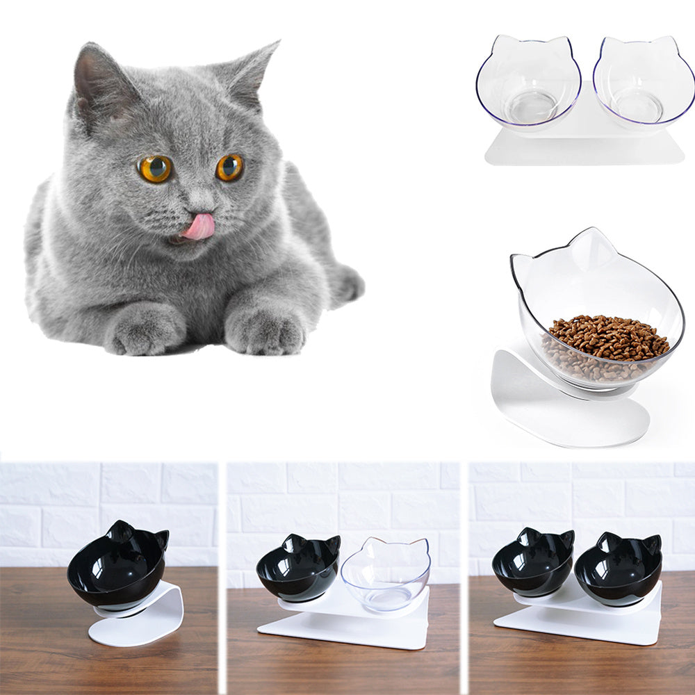 FurSpine Cat Feeder Product information: Shape:Round Material: Plastic Complete automatic feeding: Yes Product No.: Cat head transparent double bowl Color: Transparent cat head bowl Easy to clean transparent bowl: For dogs and cats Transparent bowl of cat