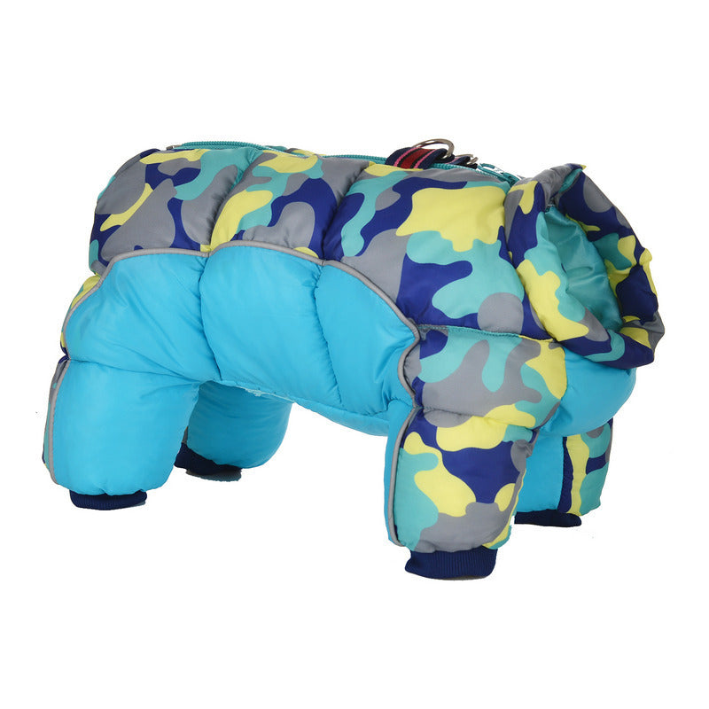 Cold Weather Dog Coat – Four-Legged Cotton Jacket New dog clothes autumn and winter pet camouflage cotton padded clothes waterproof and cold proof dog coat jacket four leg clothes cotton clothes Material: Cotton Product category: cotton padded clothes Sty