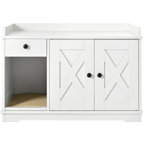 Indoor Cat House With Storage Drawer Side Table