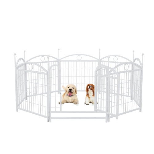 FortPaw Dog Crate 24" Foldable 8-Panel Metal Dog Playpen – Indoor & Outdoor Pet Exercise Pen (White) Create a safe, spacious, and flexible play area for your furry friend. Whether you're indoors or out, this durable and portable dog playpen provides the i