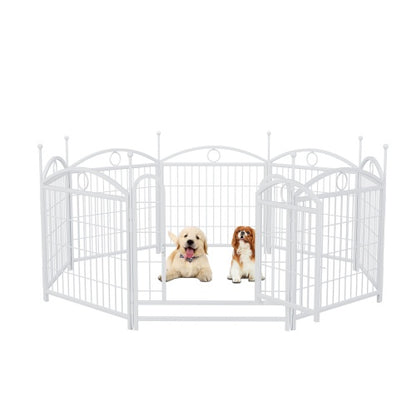 FortPaw Dog Crate 24" Foldable 8-Panel Metal Dog Playpen – Indoor & Outdoor Pet Exercise Pen (White) Create a safe, spacious, and flexible play area for your furry friend. Whether you're indoors or out, this durable and portable dog playpen provides the i
